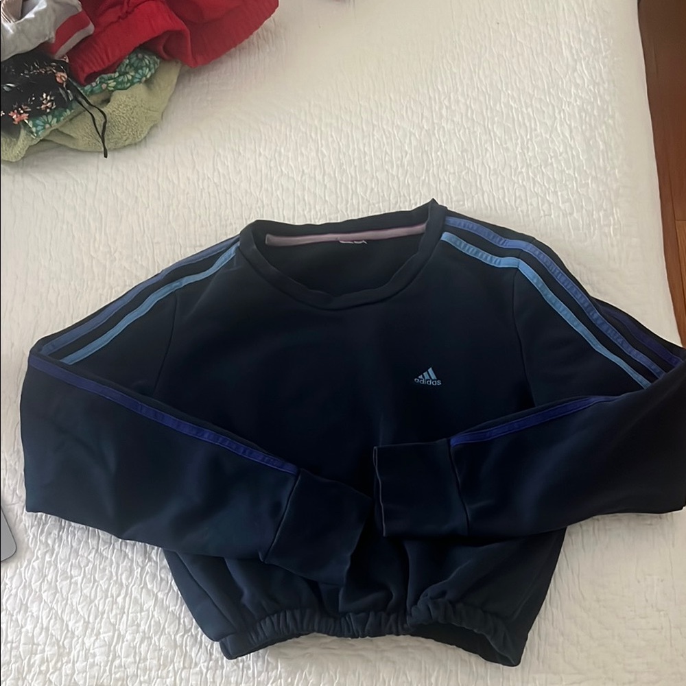 Adidas Navy Blue Cropped Sweatshirt